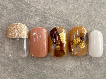 カラネイル 南森町店(calla nail)/ピンク ブラウン インクアート