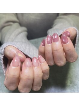 桜ピンク&マグネットネイル