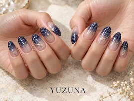 ネイビーラメグラデネイル