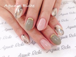 【ホワイトべっこうネイル】