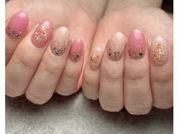 モンルポ 大阪梅田店(MonRepos)/ピンク　シェルネイル