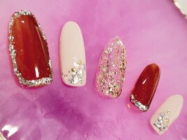 キラキラ安い定額秋ネイル