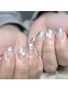 ラメグラお花ネイル