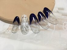 ネイルズティンク(Nails.tink)/ネイビークリアー×クロッシェ