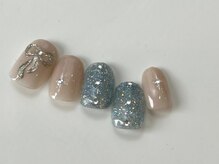 ネイルメゾン 天神店(NAIL MAISON)/ぷっくりラメリボン夏¥9000
