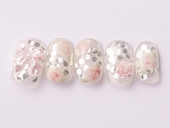 ジェミーネイル エビス(Jemiy nail ebisu)/ホロラメ手描き風バラ10480yen