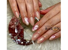 バロン 心斎橋店(BARON)/手書きお花ネイル☆春ネイル