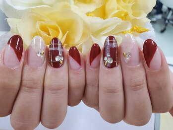 ダブルネイル(Double Nail)/[前窪]赤チェックネイル★