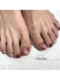フットネイル　大理石ネイル