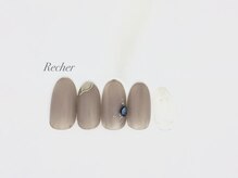 ネイルサロンリシェ 烏丸御池(Recher)/ミラーとシェルの大人デザイン
