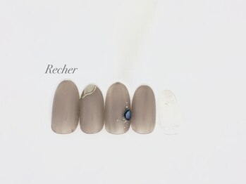 ネイルサロンリシェ 烏丸御池(Recher)/ミラーとシェルの大人デザイン