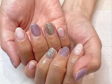 アンジュネイル(Angenail)/ミラーニュアンス紫陽花ネイル