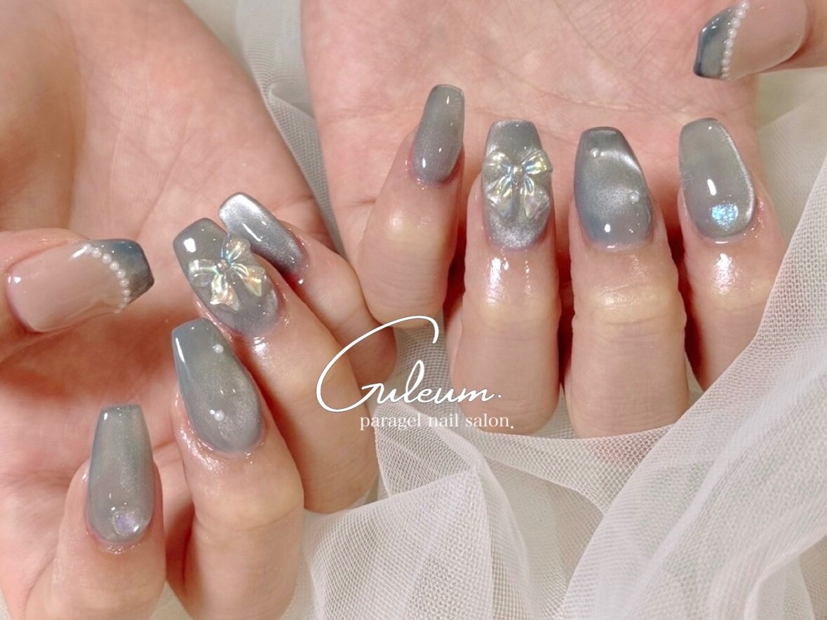 2026年冬トレンド】ブルー リボン ハンドのネイルデザイン集｜人気順