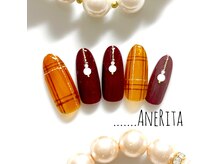 ネイルサロン アンリタ(nail salon AneRita)/べっ甲カラー☆チェック柄ネイル