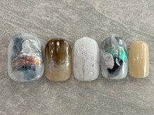 カラネイル 南森町店(calla nail)/bule × brown インクアート