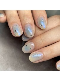 チークネイル×ミラーネイル