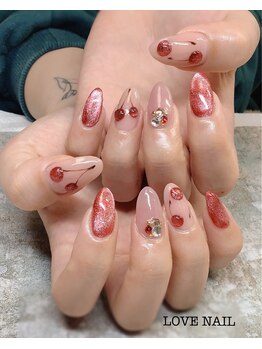 ラブネイル(LOVE NAIL)/さくらんぼネイル