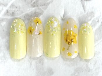 ヘアアンドネイル ミューズ 新浦安店(HAIR&NAIL MUSE)/パステルイエローフラワー押し花