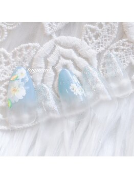 たゆ ネイル(たゆnail)/パラジェルブルーフラワーネイル