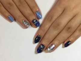 ブルーワンカラーシェルネイル