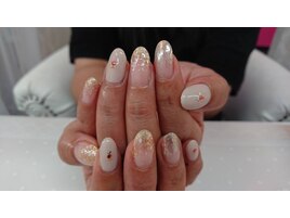 グレージュ×シェル×金箔