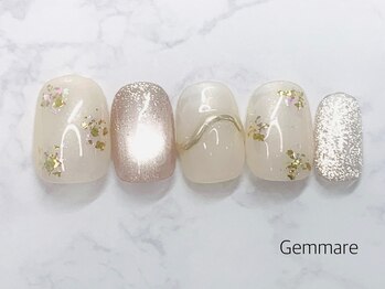 ゴールド×マグネットネイル