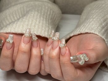 アース ネイルアンドアイラッシュ 甲府昭和店(HAIR & MAKE EARTH Nail&Eyelash)/ツイードフレンチ　¥12500