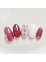 アルセア 上野御徒町店(Alcea)/チェックネイル　ハート　パール