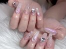 ハートパーツ×ワンホンネイル