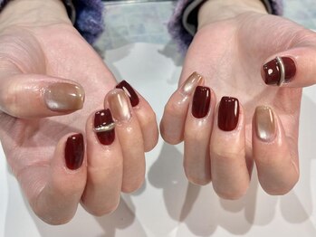 チャンプ 登美ケ丘店(Champ)/ボルドー×リングネイル