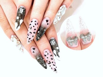 ネイルコレクション ピンク(Nail Collection Pink)/ロング：スカルプ放題★ヒョウ柄