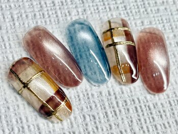 チェリーズネイル(Cherrys Nail)/秋 マグネット チェックネイル