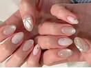 リボン＆シルバーアートネイル