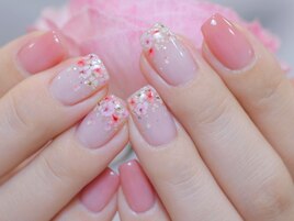 春ネイル　押し花ネイル