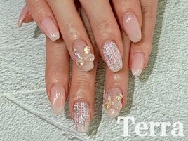 キラキラ　ツイード　ネイル