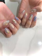 クリア(Clear)/青チェック×クリスマスネイル☆