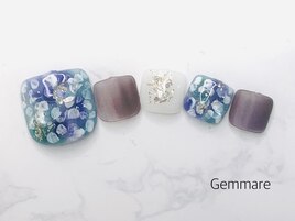 紫陽花風フットネイル