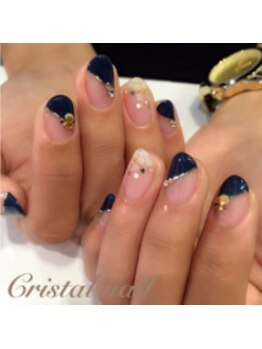 クリスタルネイル ボンベルタ橘店(CRYSTAL NAIL)/ななめフレンチネイル