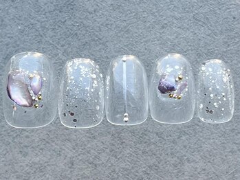 ネイルメゾン 天神店(NAIL MAISON)/クリア紫石ネイル¥4300
