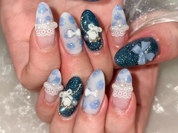 ミアローザ(Mia Rosa)/青バラのリボンネイル