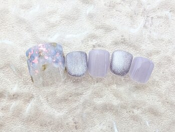シキ(shiki)の写真/FOOT☆新規オフ無料５８００円～！大人かわいいニュアンスネイルで早めのサンダルに◎[大船]