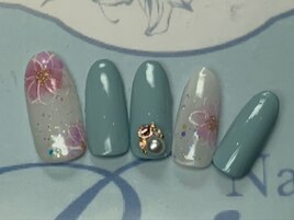 手描き春フラワーネイル