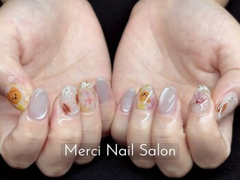 メルシー(Merci)/可愛い水彩手描きネイル