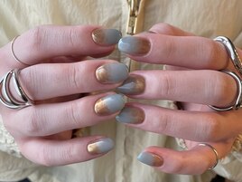 ブルーミラーグラデnail