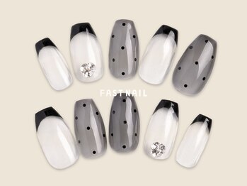 FAST NAIL 荻窪駅前店【パラジェル/ジェルネイル専門/定額/マグネット/フットネイル】/フレンチ/ドット【12384】