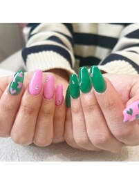 グリーンとピンクで♪