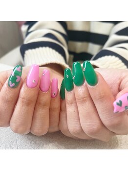 グリーンとピンクで♪