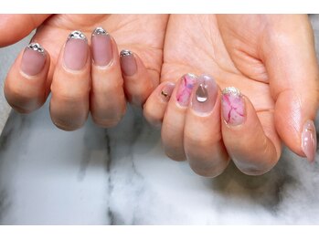 ネイルサロンブラン(nail salon BLANC)/アシンメトリーなピンクネイル