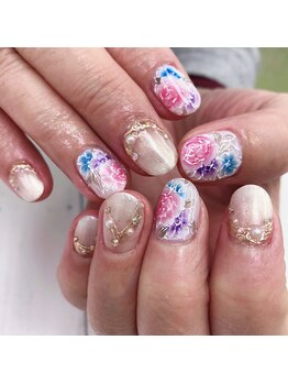 アイル ビューティーサロン(Airu Beauty Salon)/手書き薔薇アート♪