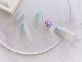 蝶々のシンプルカラグラネイル